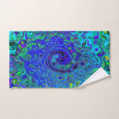 Trippy Violet Blue Abstrakt Retro Liquid Swirl Badhandtuch Set (Handtuch)