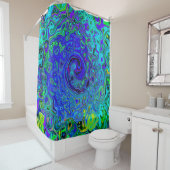 Trippy Violet Blue Abstrakt Retro Liquid Swirl Duschvorhang (Beispiel)