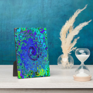 Trippy Violet Blue Abstrakt Retro Liquid Swirl Fotoplatte