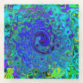 Trippy Violet Blue Abstrakt Retro Liquid Swirl Glasuntersetzer (Vorderseite)