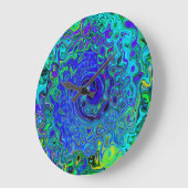 Trippy Violet Blue Abstrakt Retro Liquid Swirl Große Wanduhr (Winkel)