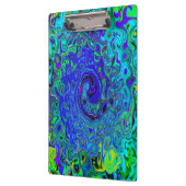 Trippy Violet Blue Abstrakt Retro Liquid Swirl Klemmbrett (Links)