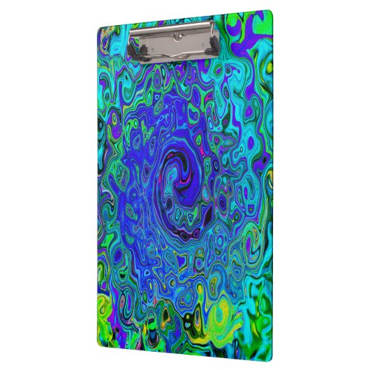 Trippy Violet Blue Abstrakt Retro Liquid Swirl Klemmbrett (Links)