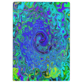 Trippy Violet Blue Abstrakt Retro Liquid Swirl Klemmbrett (Rückseite)