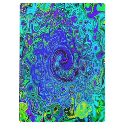 Trippy Violet Blue Abstrakt Retro Liquid Swirl Klemmbrett (Rückseite)