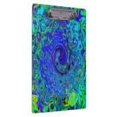 Trippy Violet Blue Abstrakt Retro Liquid Swirl Klemmbrett (Rechts)