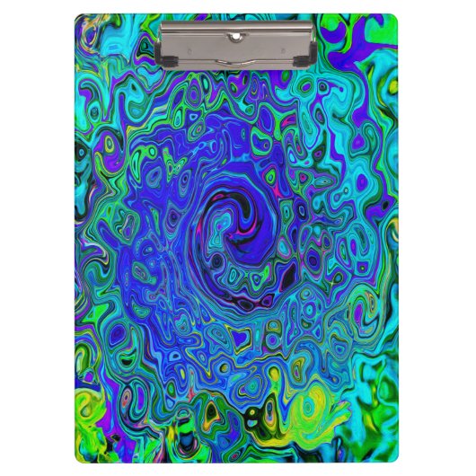 Trippy Violet Blue Abstrakt Retro Liquid Swirl Klemmbrett (Vorderseite)