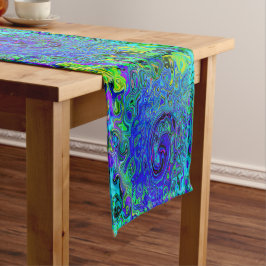 Trippy Violet Blue Abstrakt Retro Liquid Swirl Kurzer Tischläufer