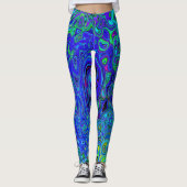Trippy Violet Blue Abstrakt Retro Liquid Swirl Leggings (Vorderseite)