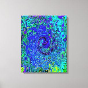 Trippy Violet Blue Abstrakt Retro Liquid Swirl Leinwanddruck