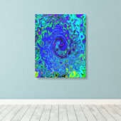 Trippy Violet Blue Abstrakt Retro Liquid Swirl Leinwanddruck (Insitu (Holzboden))