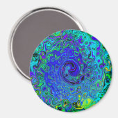 Trippy Violet Blue Abstrakt Retro Liquid Swirl Magnet (Vorderseite/Rückseite)