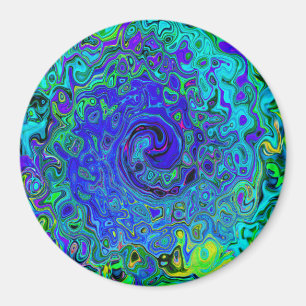 Trippy Violet Blue Abstrakt Retro Liquid Swirl Magnet