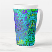 Trippy Violet Blue Abstrakt Retro Liquid Swirl Milchtasse (Rechte Ecke)