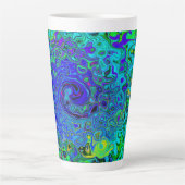Trippy Violet Blue Abstrakt Retro Liquid Swirl Milchtasse (Vorderseite)