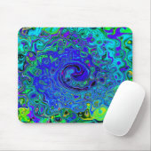 Trippy Violet Blue Abstrakt Retro Liquid Swirl Mousepad (Mit Mouse)