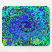 Trippy Violet Blue Abstrakt Retro Liquid Swirl Mousepad (Vorne)