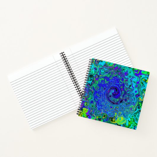 Trippy Violet Blue Abstrakt Retro Liquid Swirl Notizblock (Innenseite)