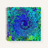 Trippy Violet Blue Abstrakt Retro Liquid Swirl Notizblock (Vorderseite)