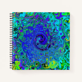 Trippy Violet Blue Abstrakt Retro Liquid Swirl Notizblock