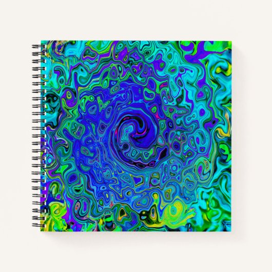 Trippy Violet Blue Abstrakt Retro Liquid Swirl Notizblock (Vorderseite)