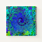 Trippy Violet Blue Abstrakt Retro Liquid Swirl Notizblock (Rückseite)
