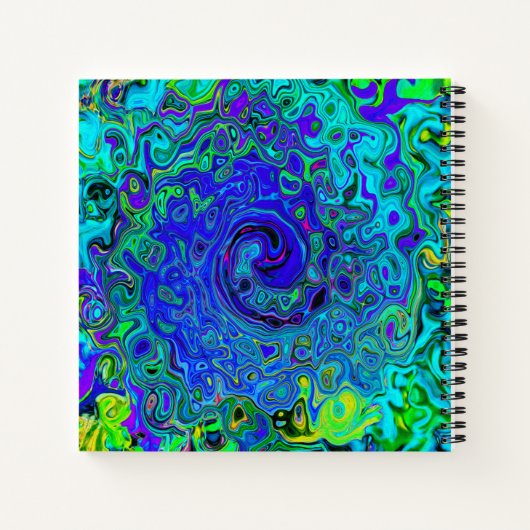 Trippy Violet Blue Abstrakt Retro Liquid Swirl Notizblock (Rückseite)