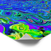 Trippy Violet Blue Abstrakt Retro Liquid Swirl Poster (Ecke)