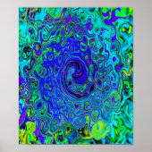 Trippy Violet Blue Abstrakt Retro Liquid Swirl Poster (Vorne)