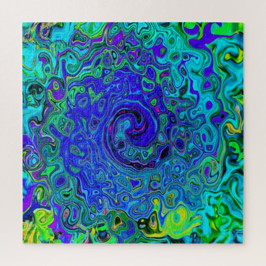 Trippy Violet Blue Abstrakt Retro Liquid Swirl Puzzle (Vertikal)