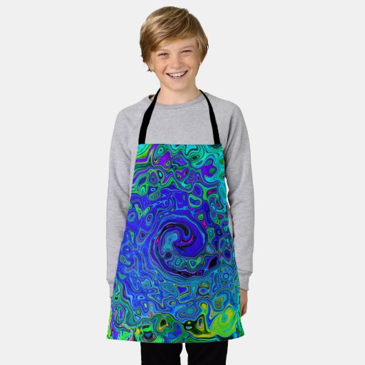Trippy Violet Blue Abstrakt Retro Liquid Swirl Schürze (Getragen)