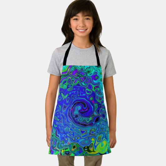 Trippy Violet Blue Abstrakt Retro Liquid Swirl Schürze (Insitu)