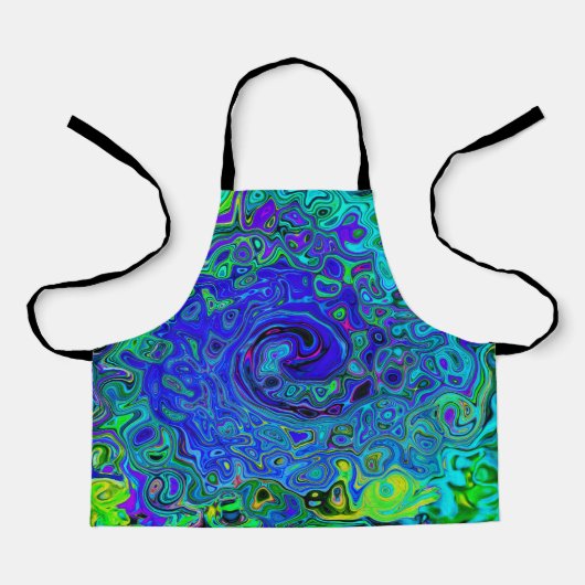Trippy Violet Blue Abstrakt Retro Liquid Swirl Schürze (Vorderseite)