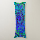 Trippy Violet Blue Abstrakt Retro Liquid Swirl Seitenschläferkissen (Vorderseite Vertikal)