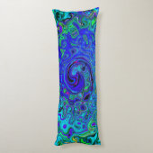 Trippy Violet Blue Abstrakt Retro Liquid Swirl Seitenschläferkissen (Rückseite (Vertikal))