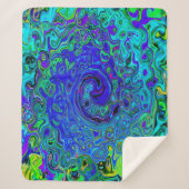 Trippy Violet Blue Abstrakt Retro Liquid Swirl Sherpadecke (Vorderseite)