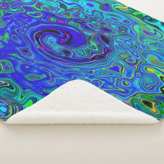 Trippy Violet Blue Abstrakt Retro Liquid Swirl Sherpadecke (3/4)