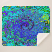 Trippy Violet Blue Abstrakt Retro Liquid Swirl Sherpadecke (Vorderseite (Horizontal))