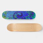 Trippy Violet Blue Abstrakt Retro Liquid Swirl Skateboard (Horizontal)