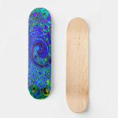 Trippy Violet Blue Abstrakt Retro Liquid Swirl Skateboard (Vorderseite)