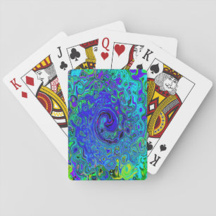 Trippy Violet Blue Abstrakt Retro Liquid Swirl Spielkarten