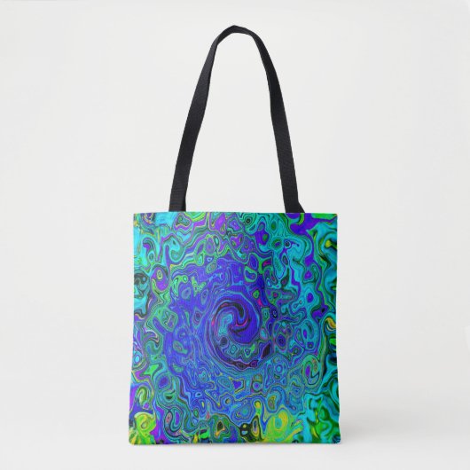 Trippy Violet Blue Abstrakt Retro Liquid Swirl Tasche (Vorderseite)