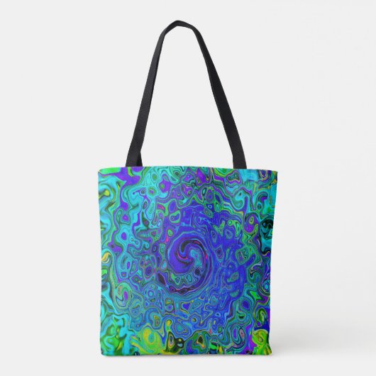 Trippy Violet Blue Abstrakt Retro Liquid Swirl Tasche (Rückseite)