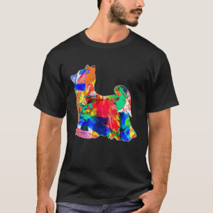Trippy Watercolor Colorful Yorki Yorkshire Terrie T-Shirt