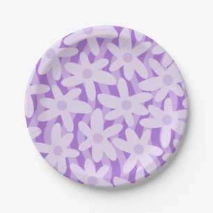 Trippy Wavy Blume Lila Blumenmuster Pappteller