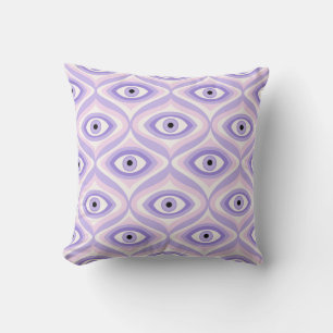 Trippy Weird Eye Muster - Pastell-Lila und Rosa Kissen