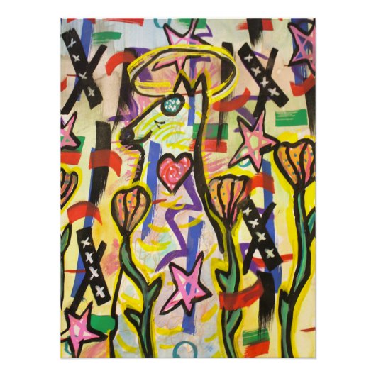 Trippy Whimsical Spiritual Dog Poster| Luke Angel Poster (Vorderseite)