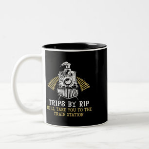 Trips von Rip bringen ihn zum Bahnhof Funny Retro Zweifarbige Tasse
