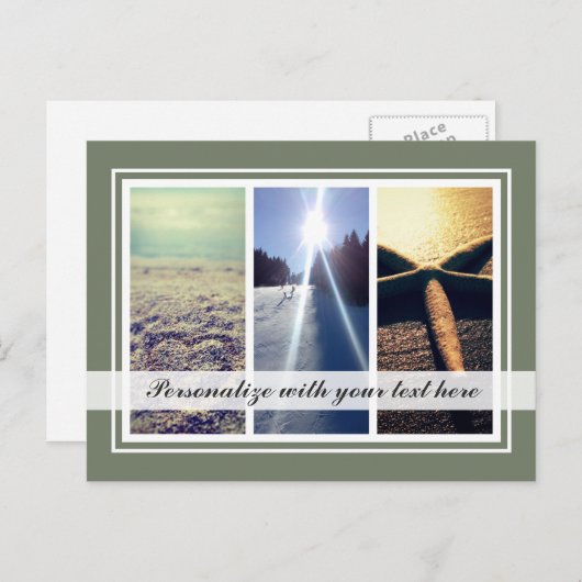 Triptych 3 Foto-Collage Vorlage Urlaubspostkarte (Vorne/Hinten)