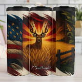 Triptych Deer American Flag Farm Thermosbecher
